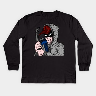 creepy burglar. thief. Kids Long Sleeve T-Shirt